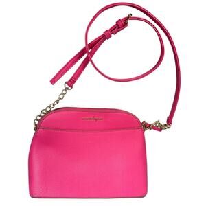 Nanette Lepore purse vibrant Pink Pebbled compact Crossbody Gold-tone hardware